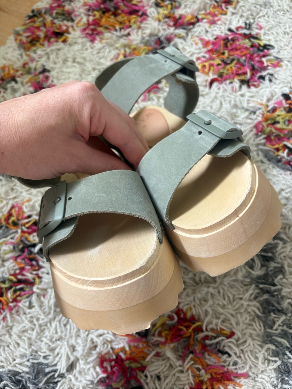 Bryr GiGi Platform Clog Sandals in Sage - Picture 5 of 8